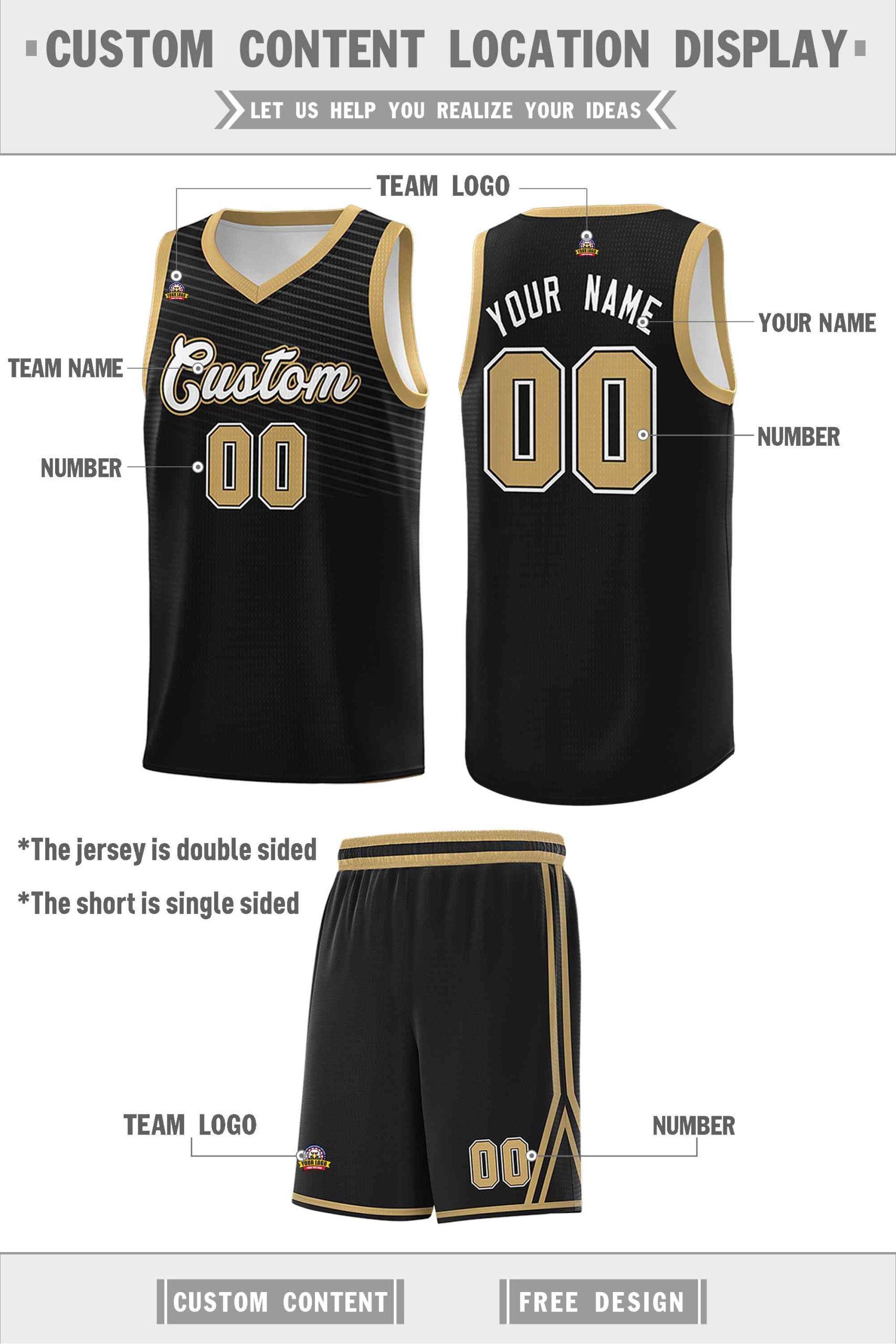 Custom Black White Chest Slash Patttern Double Side Sports Uniform Basketball Jersey - Image 4