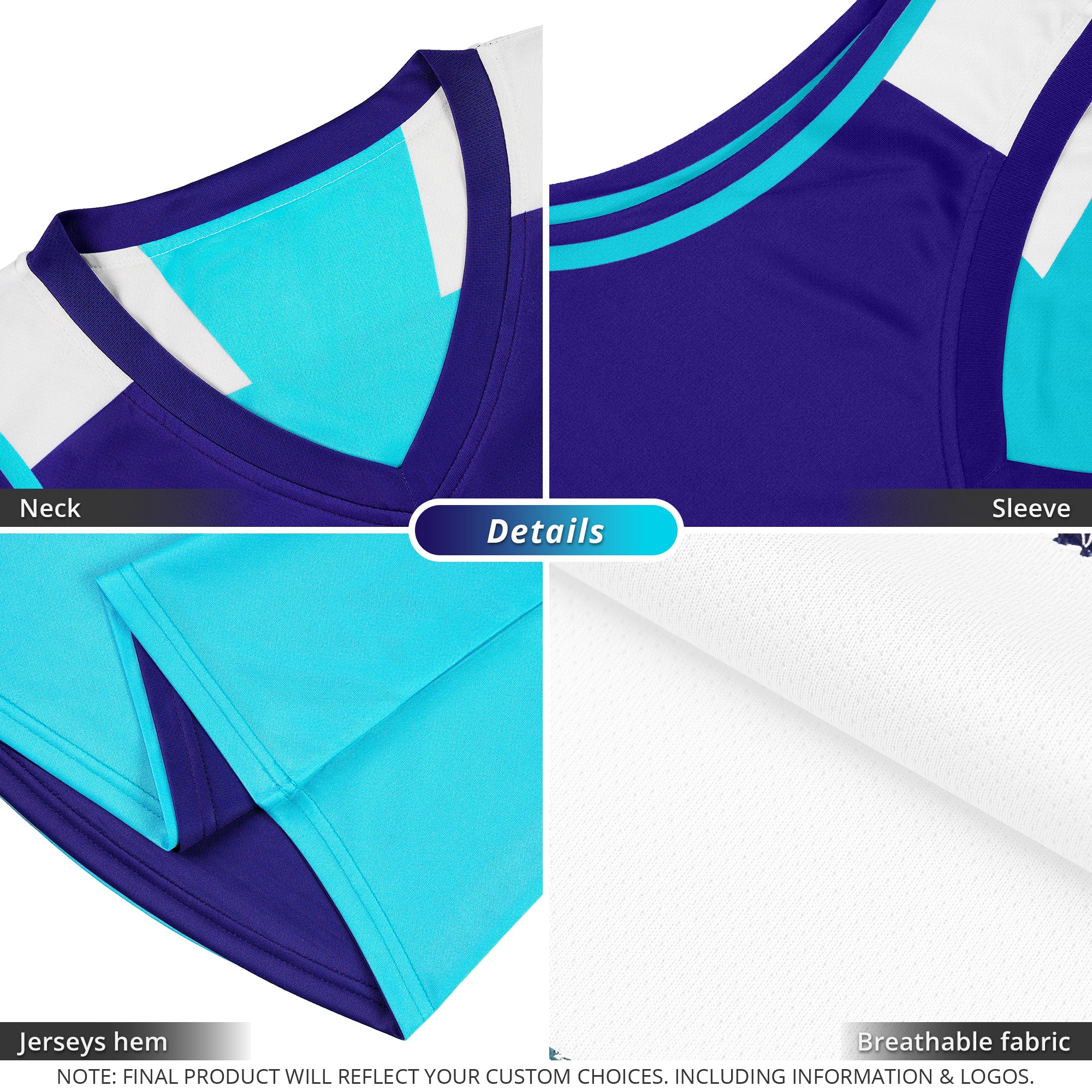 Custom Purple Aqua Double Side Sets Personalized Basketball Jersey - Image 5