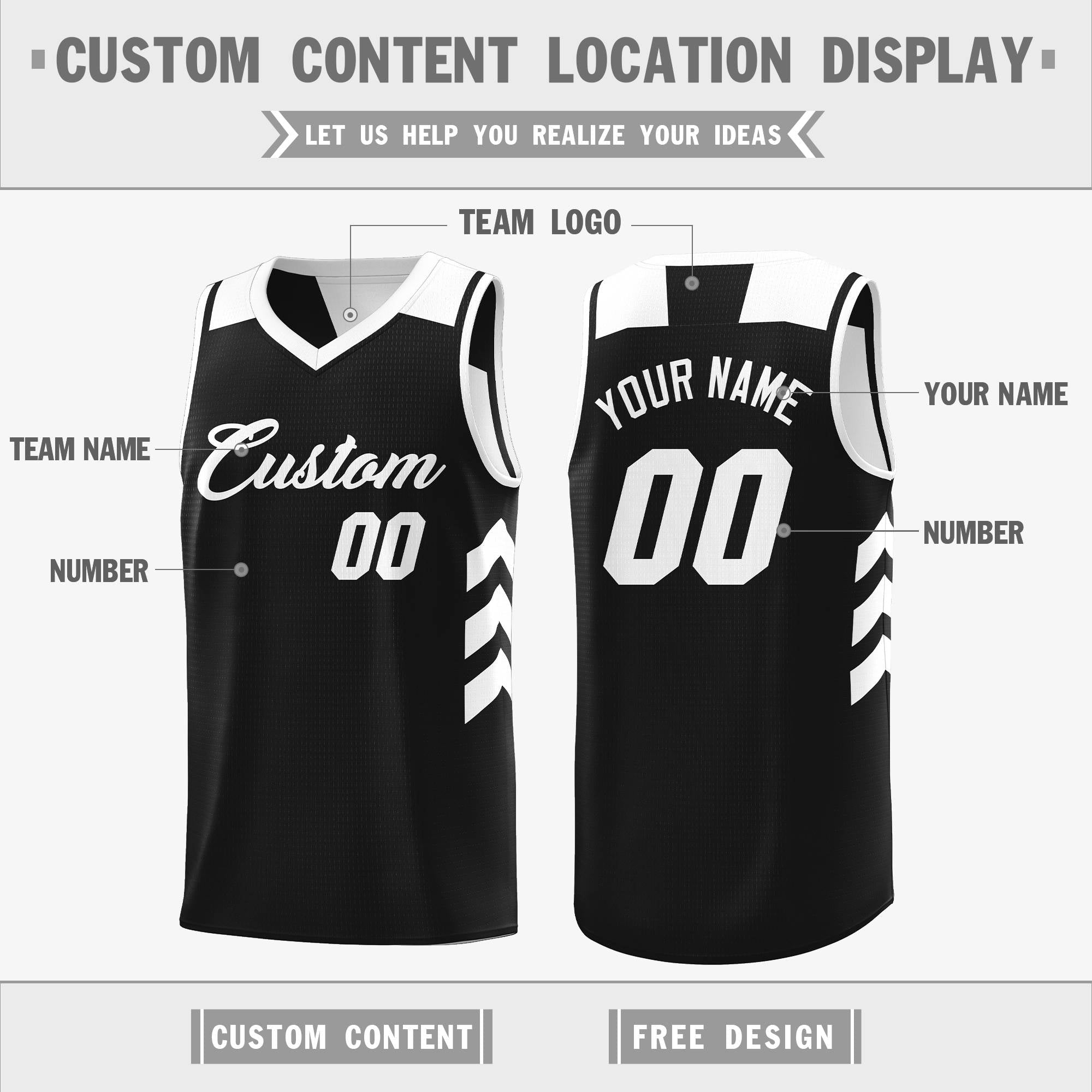 Custom Black White Reversible Tops Basketball Jersey | Custom Reversible Basketball Jerseys with Numbers - Image 6