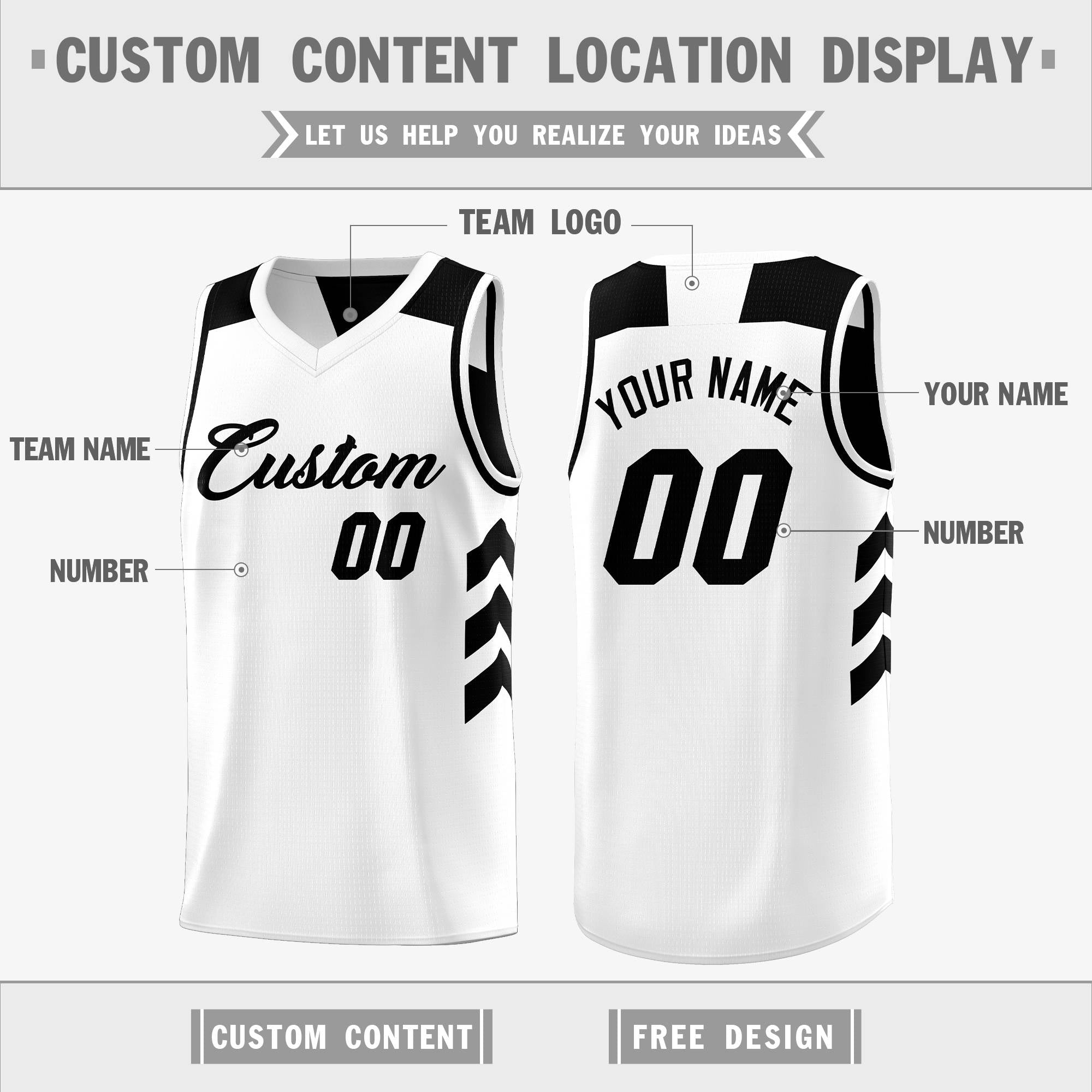 Custom Black White Reversible Tops Basketball Jersey | Custom Reversible Basketball Jerseys with Numbers - Image 7