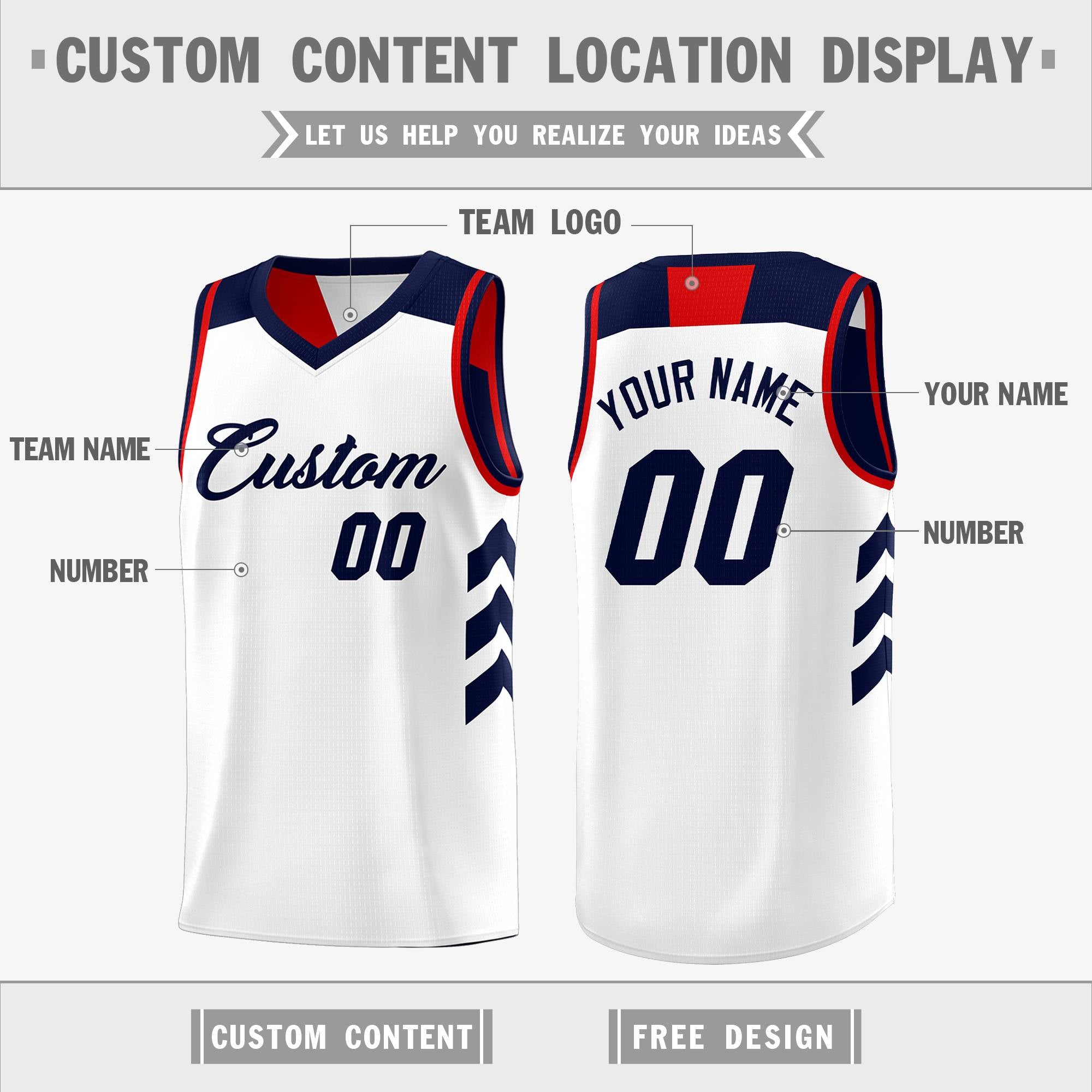 Custom Navy White Reversible Double Side Tops Basketball Jersey - Image 4