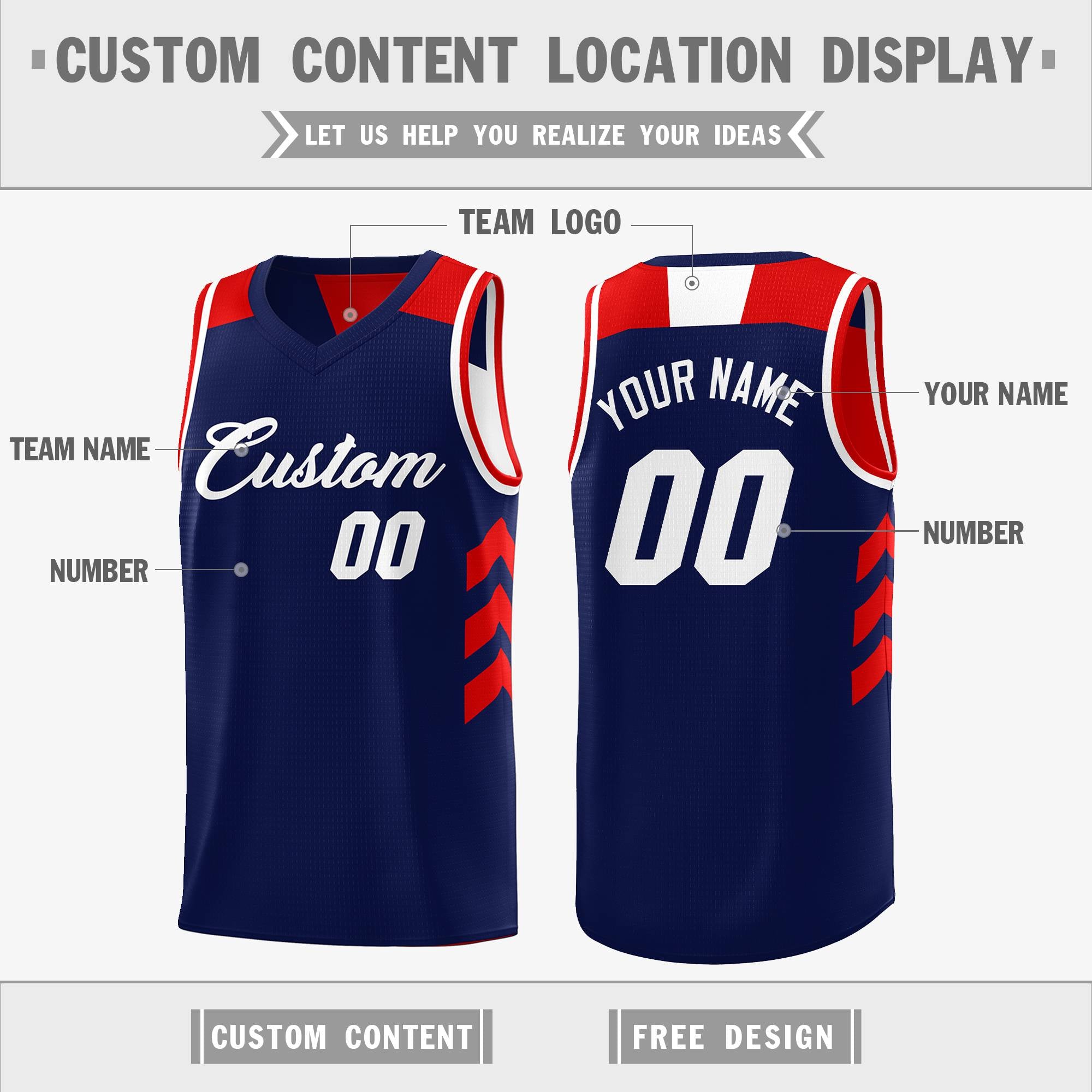 Custom Navy White Reversible Double Side Tops Basketball Jersey - Image 5