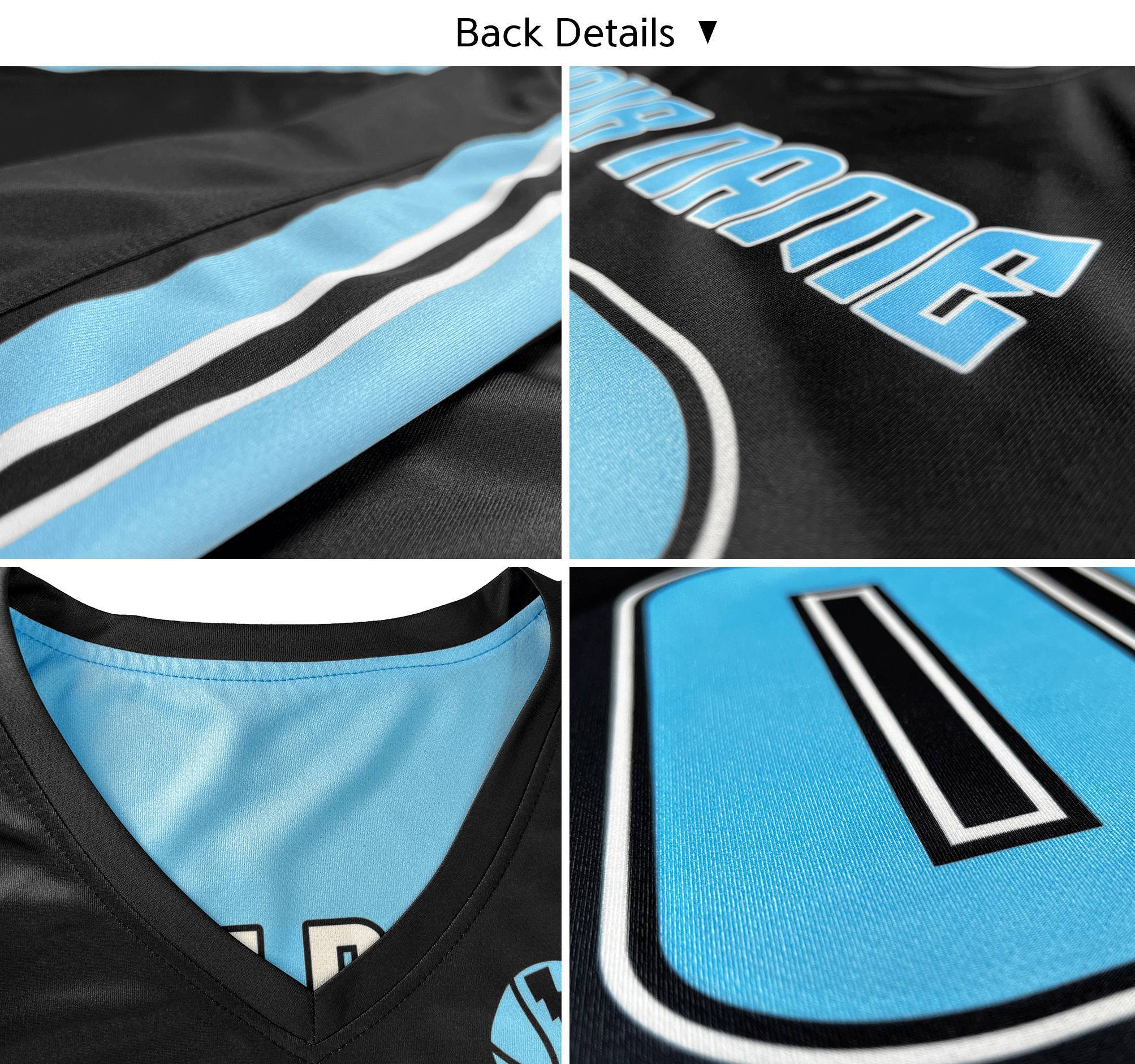 Custom Black Blue Double Side Tops Basketball Jersey - Image 5