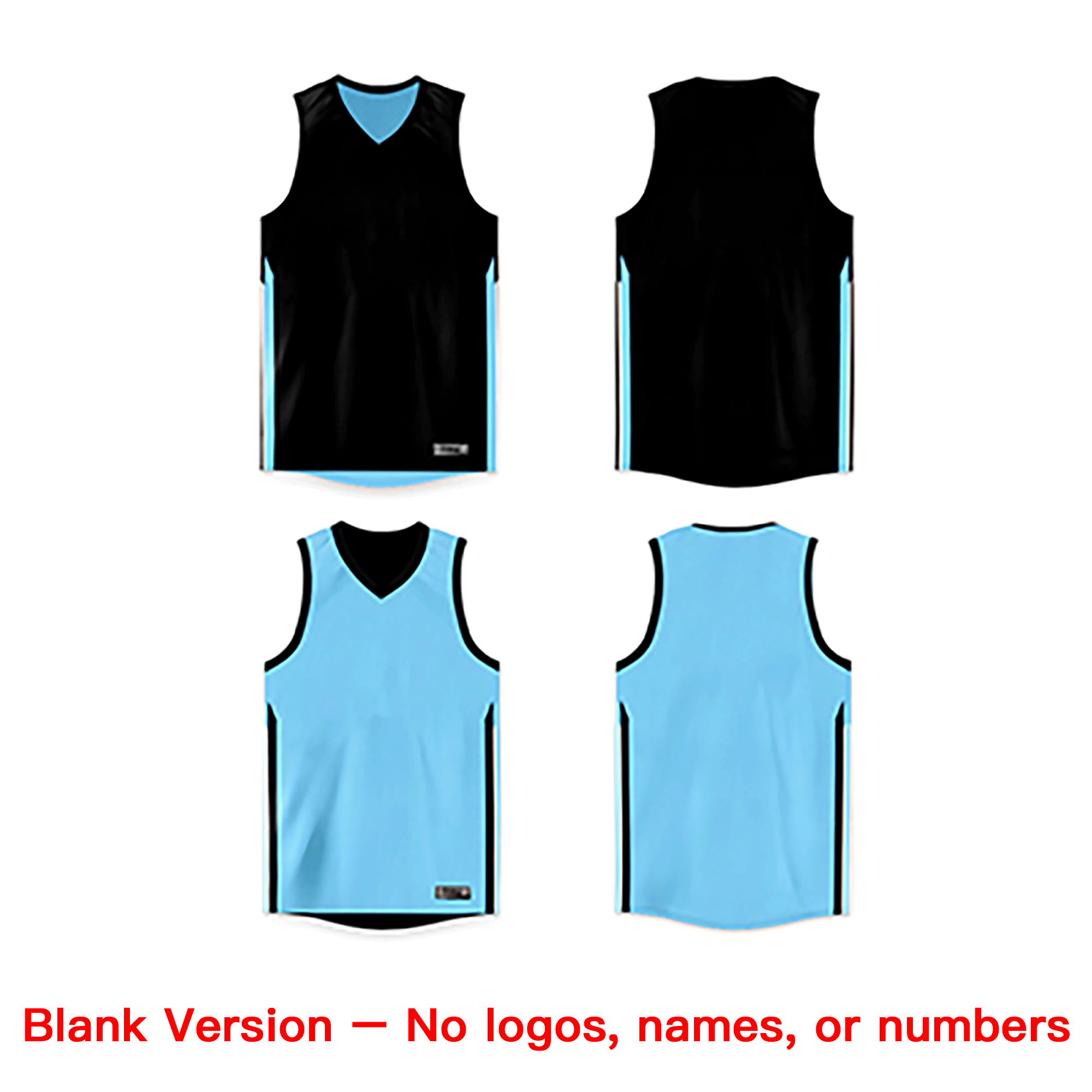 Custom Black Blue Double Side Tops Basketball Jersey - Image 2