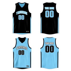 Custom Black Blue Double Side Tops Basketball Jersey