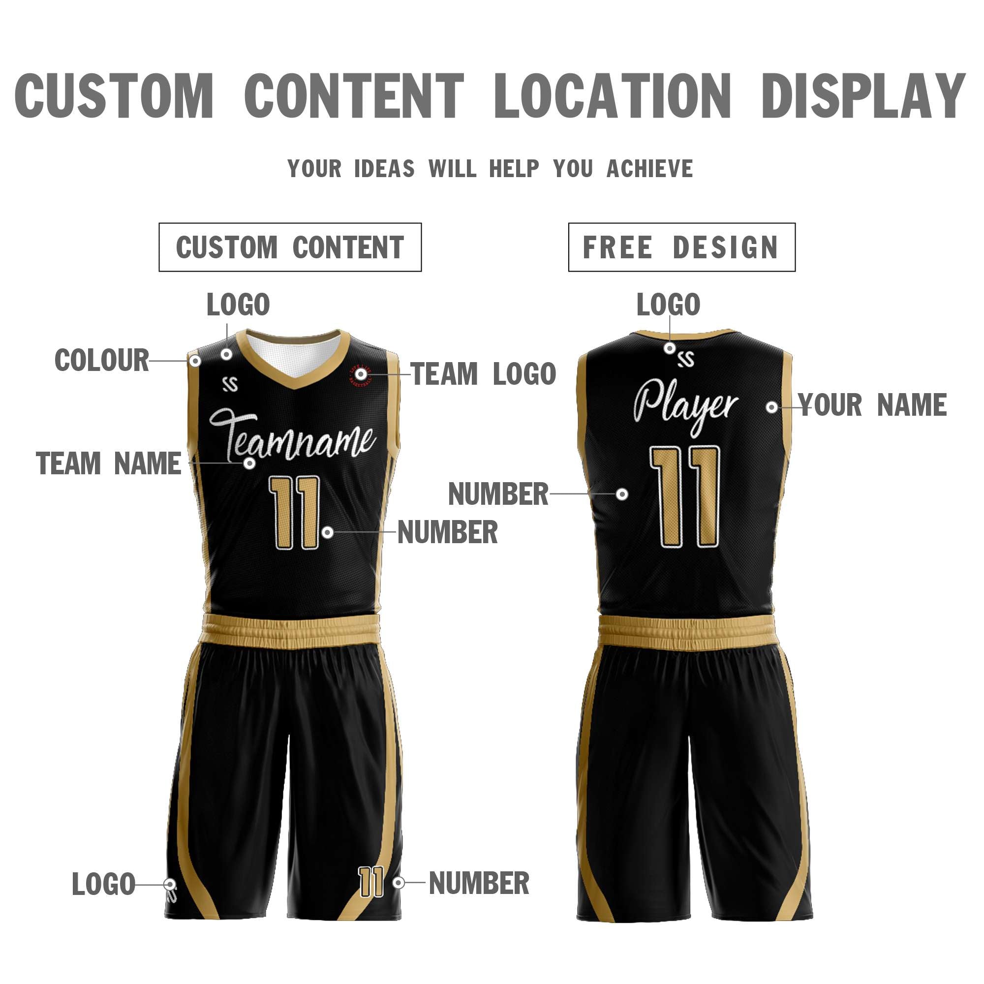 Custom Black White Double Side Sets Design Sportswear Basketball Jersey - Image 4