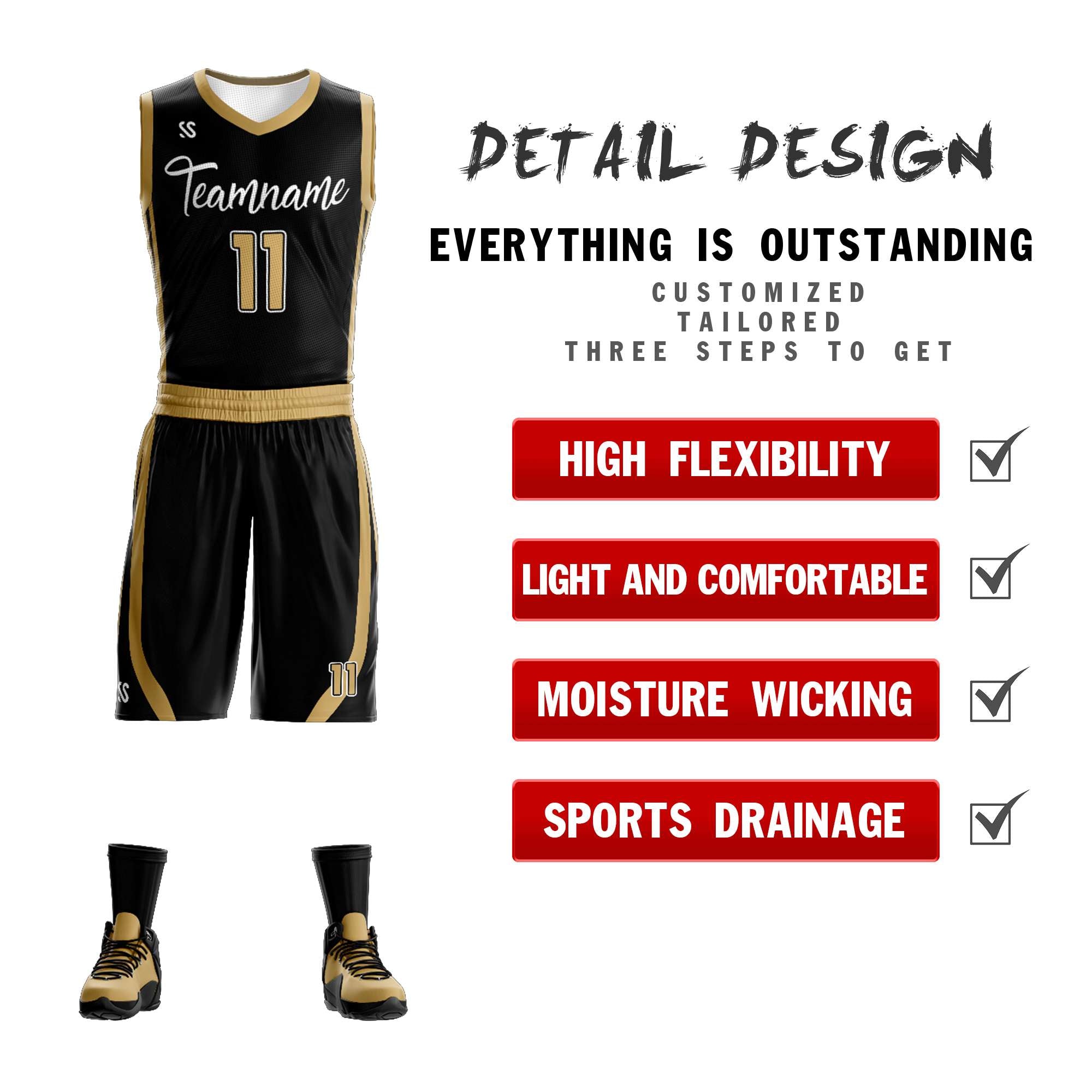 Custom Black White Double Side Sets Design Sportswear Basketball Jersey - Image 3