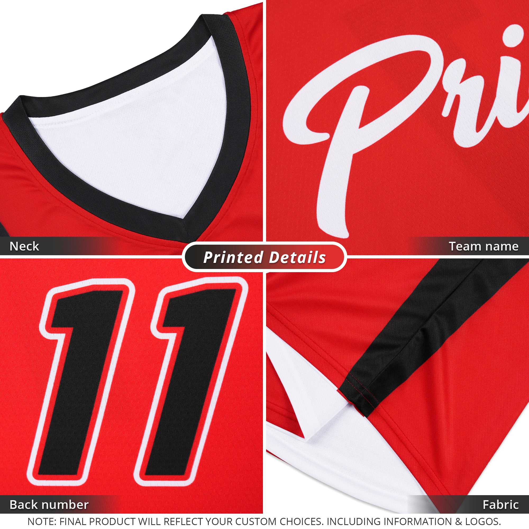 Custom Red White Double Side Tops Athletic Basketball Jersey - Image 5